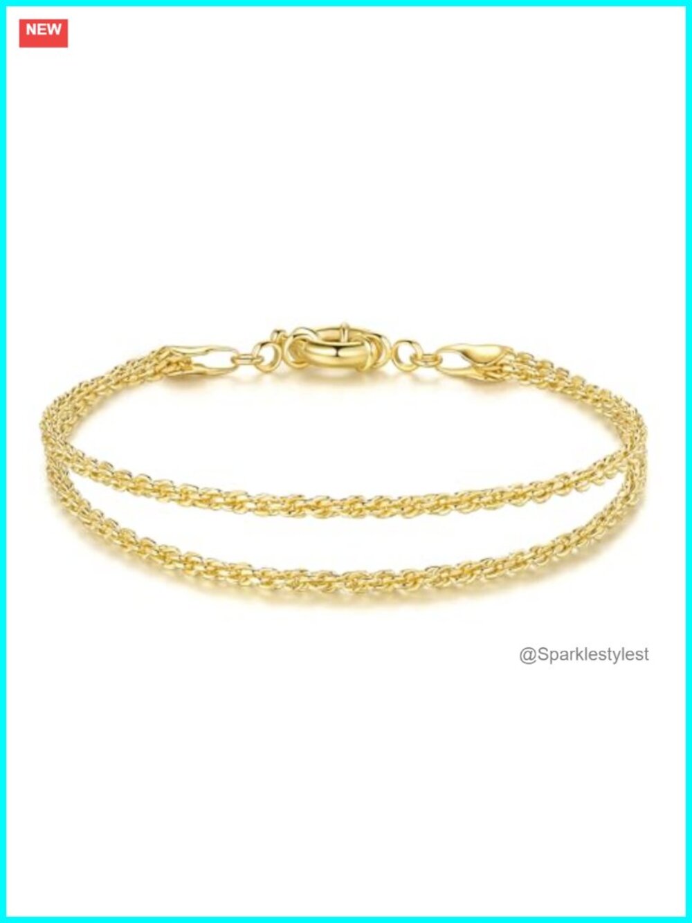 14K Gold Plated Layered Rope Bracelet Women Sailor Clasp Link